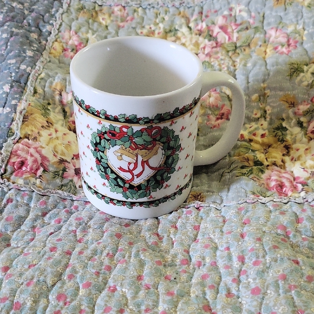 Festive White Ceramic Mug with Holiday Design
